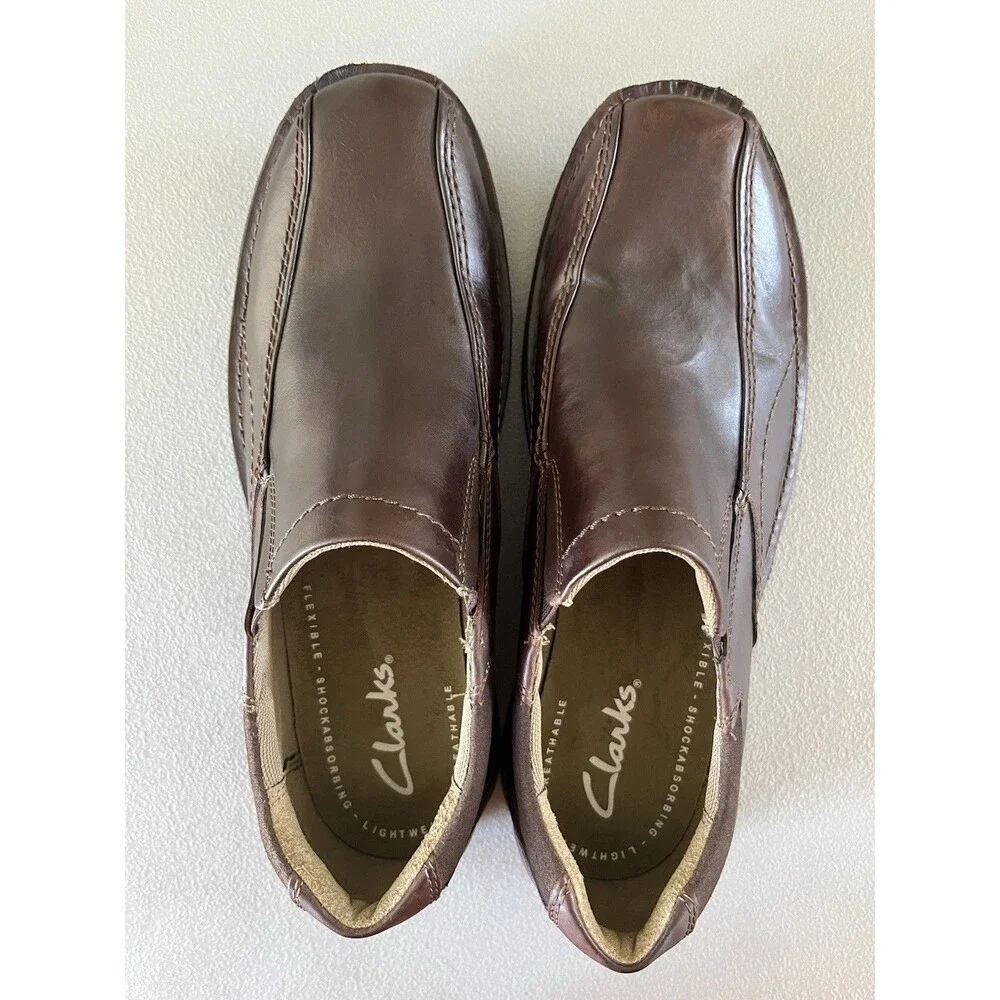 Clarks Men’s Leather Slip On Comfort Loafers Shoes Size 11M Brown Dad Normcore